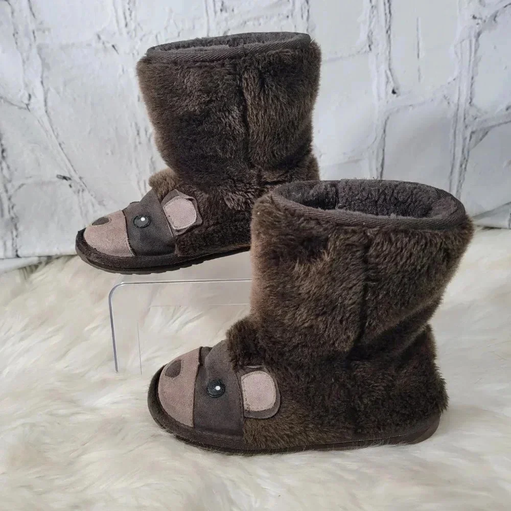 EMU Australia Unisex Boys Girls 3‎ Winter Boots Wool Brown Bear Shearling Warm